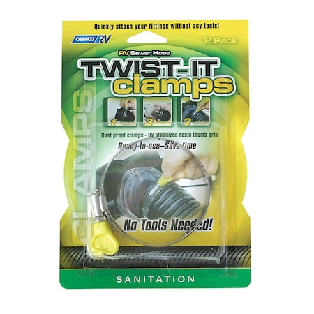 Camco Camco Sewer Hose Twist-It Clamps 2 pk 39553